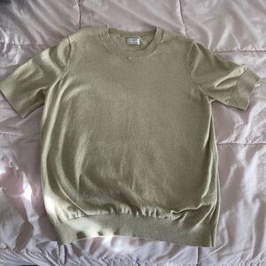 J. Crew Women Cream Cotton Cashmere Crewneck Sweater